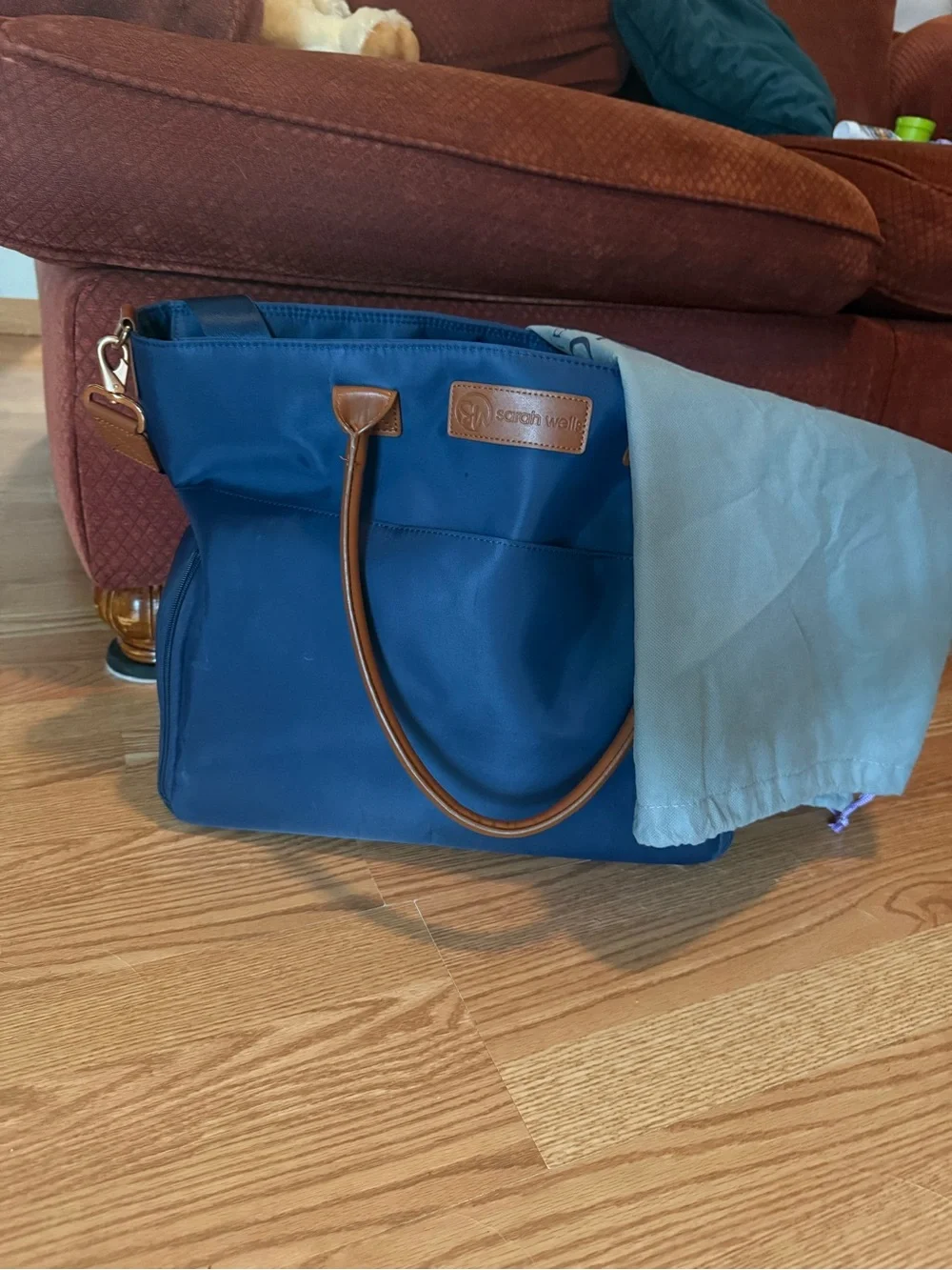 Navy Tote Bag with Tan Trim